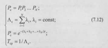 Расчетные формулы для системы, состоящей из последовательно соединенных элементов. 